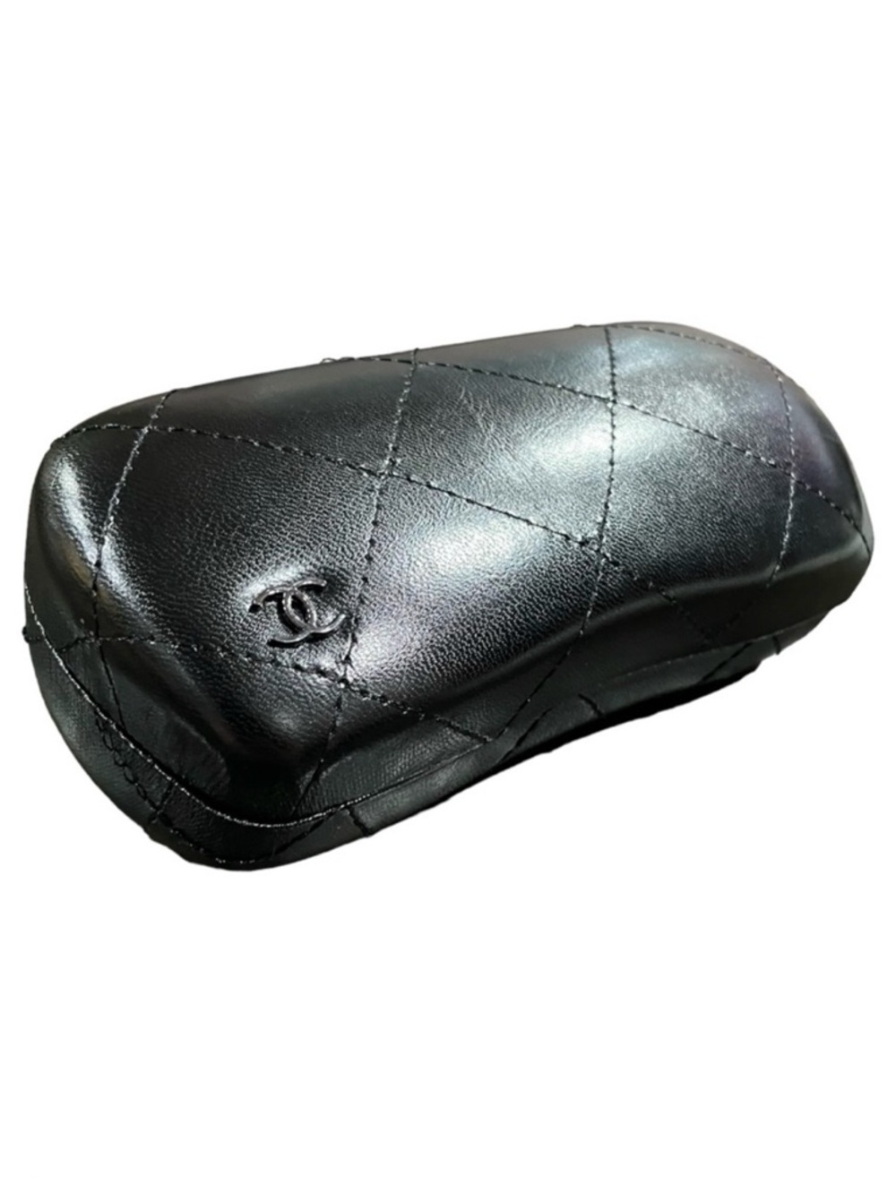 CHANEL Authentic Matelassé Black Leather Glasses Case